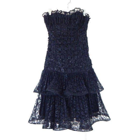 Betsey Johnson Dresses & Skirts - Y2K BETSEY JOHNSON EVENINGS dress strapless lace metallic goth punk emo black XS